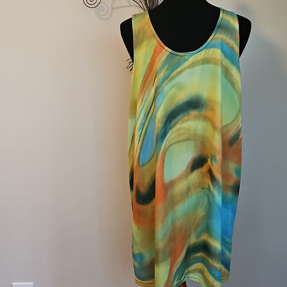 Vibrant Multicolor Sleeveless Dress Coverup - Picture 2 of 3
